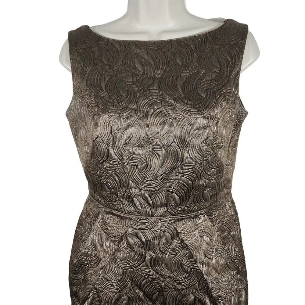 Banana Republic Brocade Bronze Metallic Sheath Cocktail Party Dress Women Size 4 - Picture 2 of 8